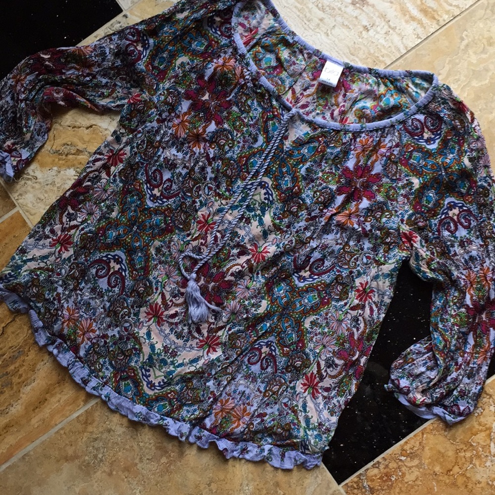 Bila floral peasant/pale blue complimentary ruffle